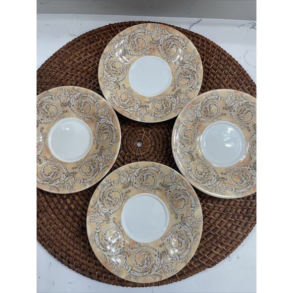 Sasaki Venetian Scroll Saucers Designed by Liora Manne Japanese Porcelaine - Picture 1 of 8